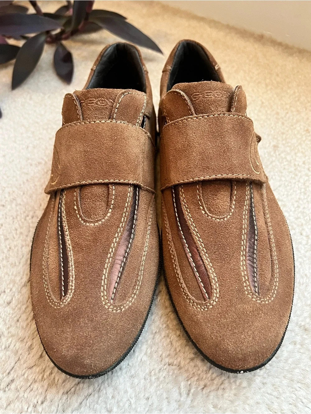 Geox Brown Suede Athletic Slip-On Shoes New w/o box Boho Prairie Chic European